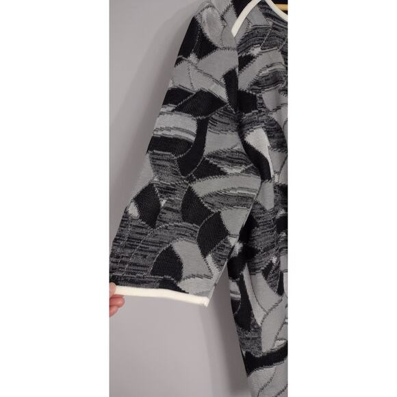 Misook knit cardigan sweater top 1X modern abstract print plus size - Picture 8 of 16